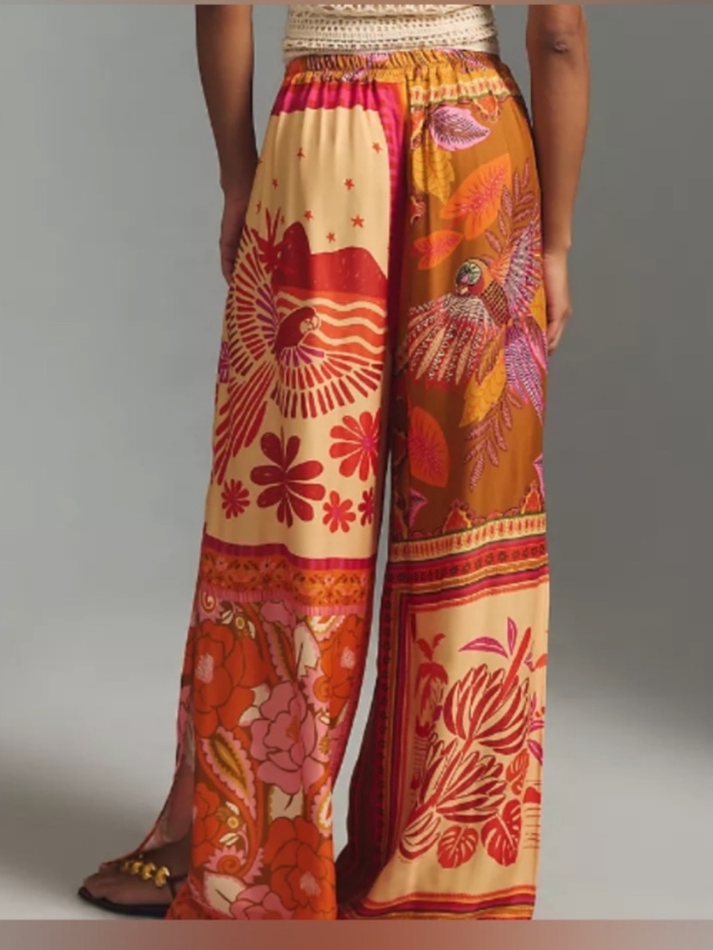 FARM RIO Forest Mixed Scarves Chemise Shirt Dress and Wide-Leg Pants Set - Picture 11 of 12